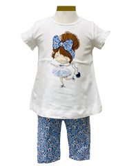 Girl Fashion Print Top and Leggings Set