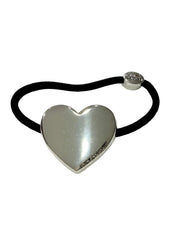 Silver Heart Black Hair Elastics