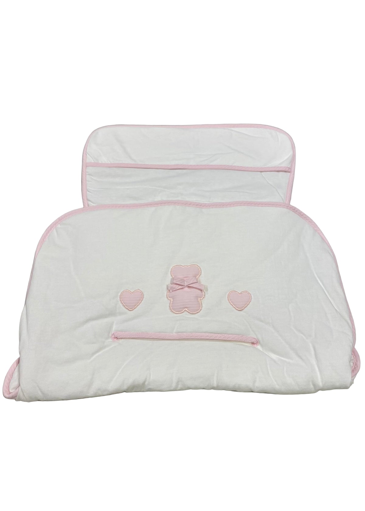 White Pink Hearts Bear Stroller Cover