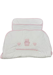 White Pink Hearts Bear Stroller Cover