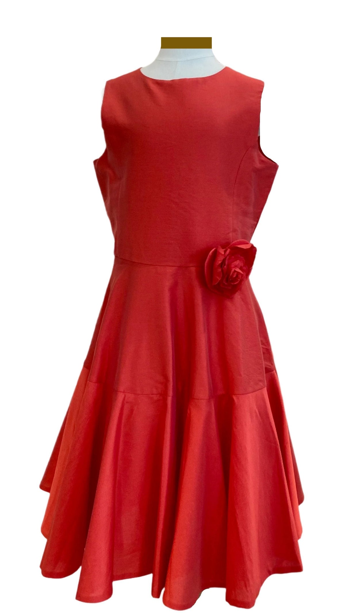 Red Sleeveless Seam Dress