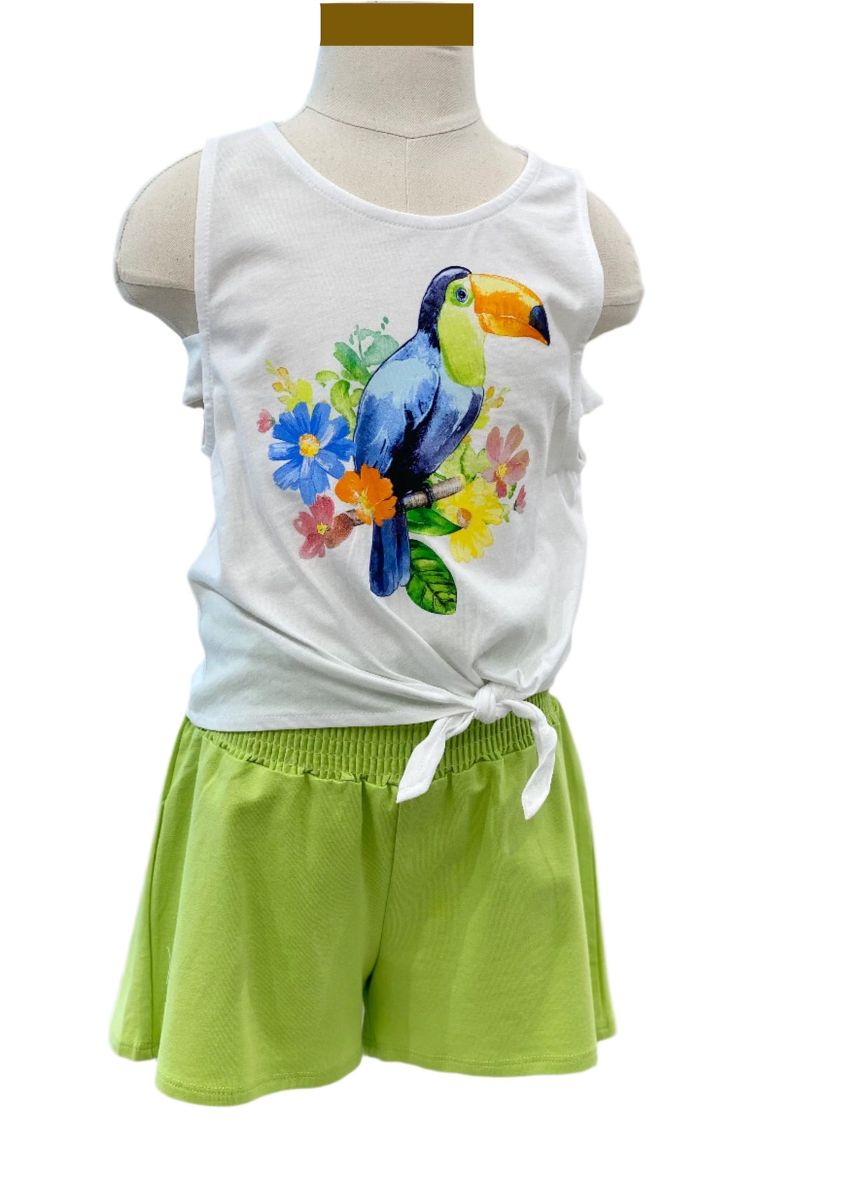 Glittery Flowers with Toucan Bird Top and Short Set