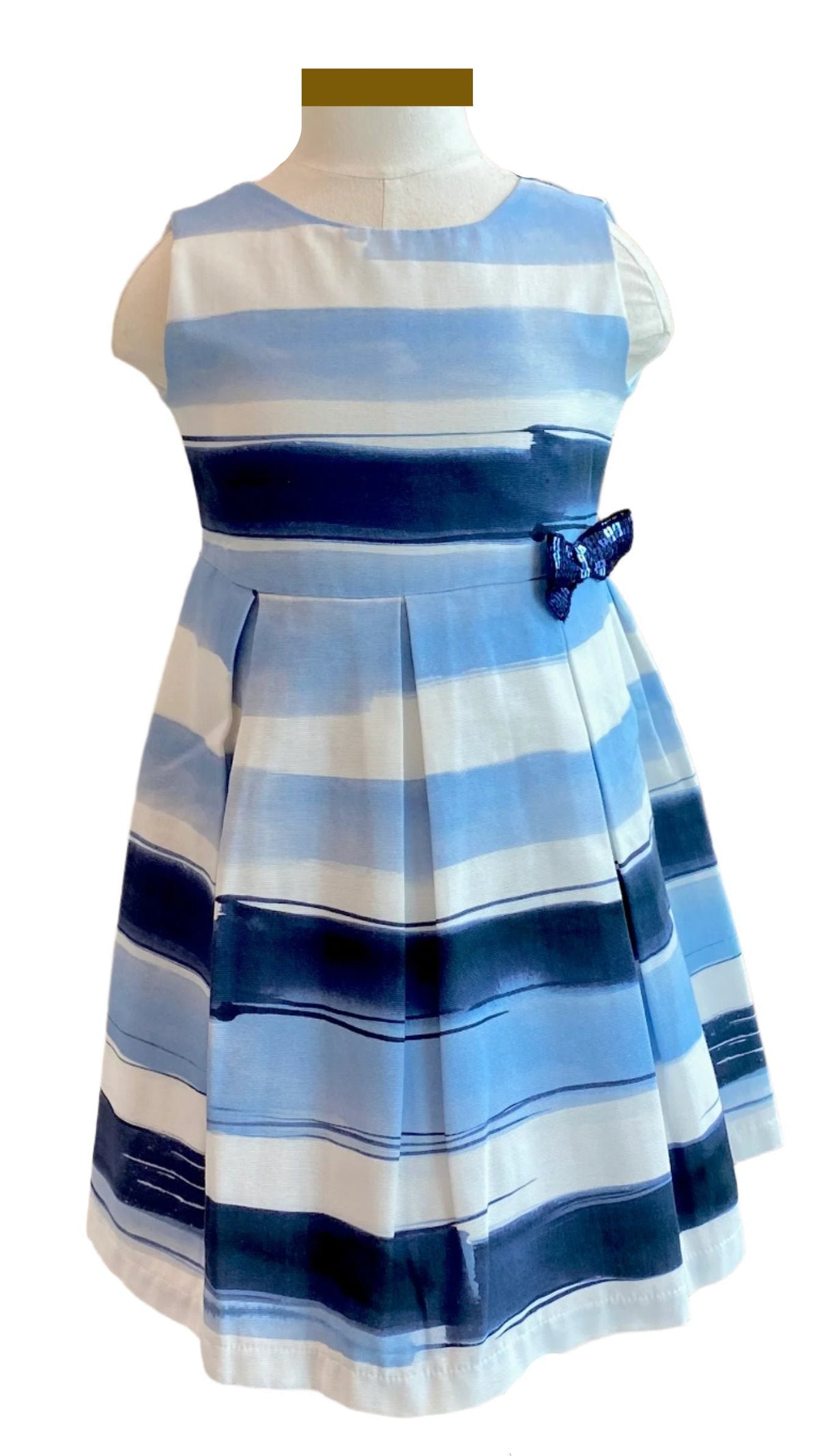 White Blue Shades of Blue Stripe Armina Dress