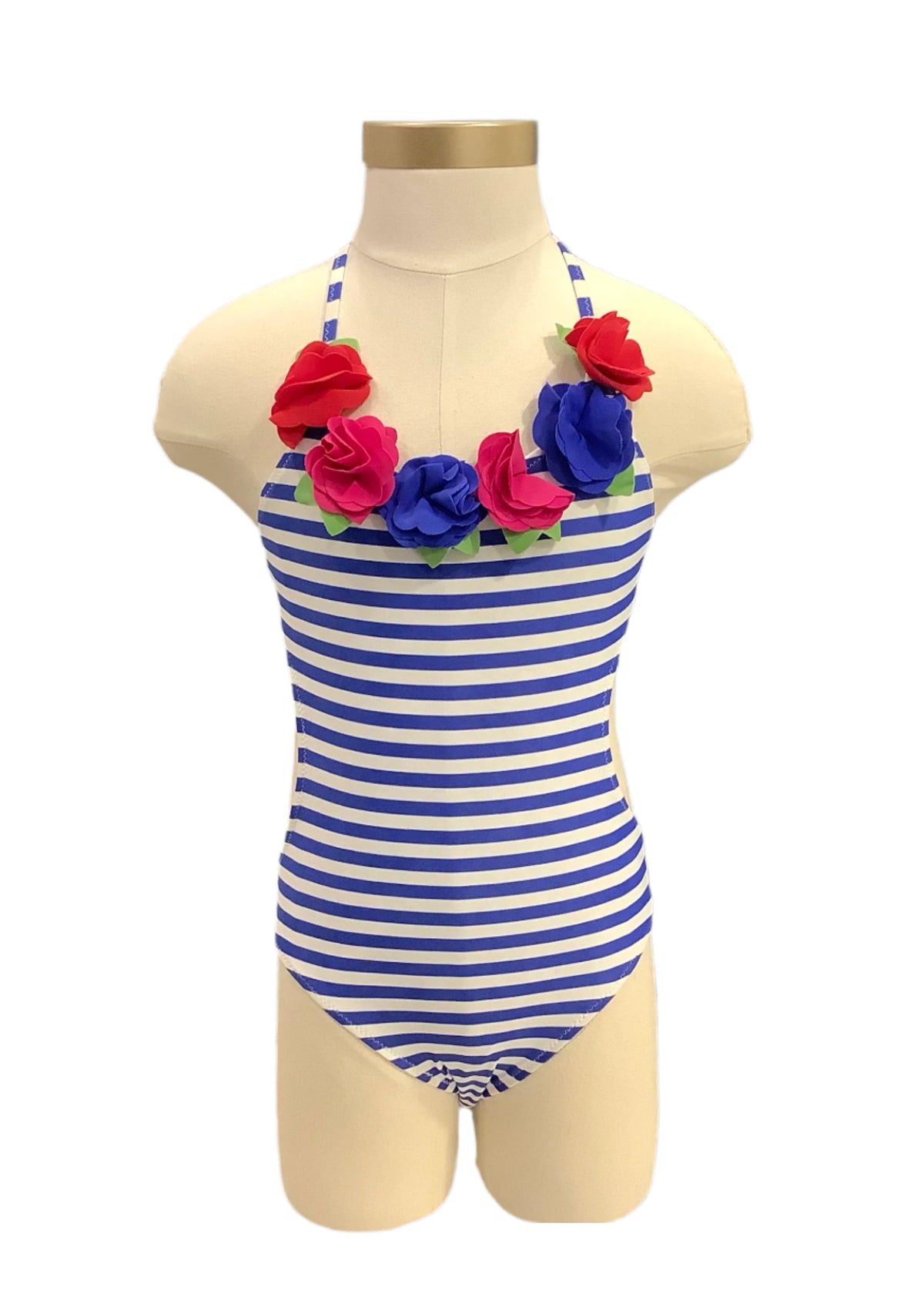Multi Mid Backless Stripe Swimsuit