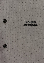 Black Gray Young Versace All Over Micro-dot Embroidery Shirt