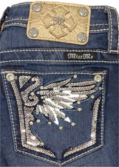 Navy Blue Studded and  Angels Wings Sequins Pants