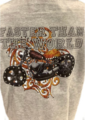 Navy Blue Gray Orange Big Bike Print Jacket