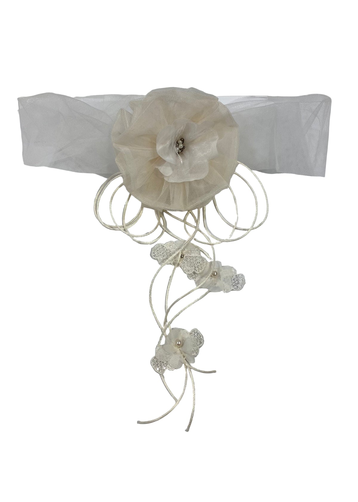 Peach Organza Lace Tail Belt