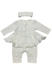 Embroidered Ribbon Design Romper Suit with Headband