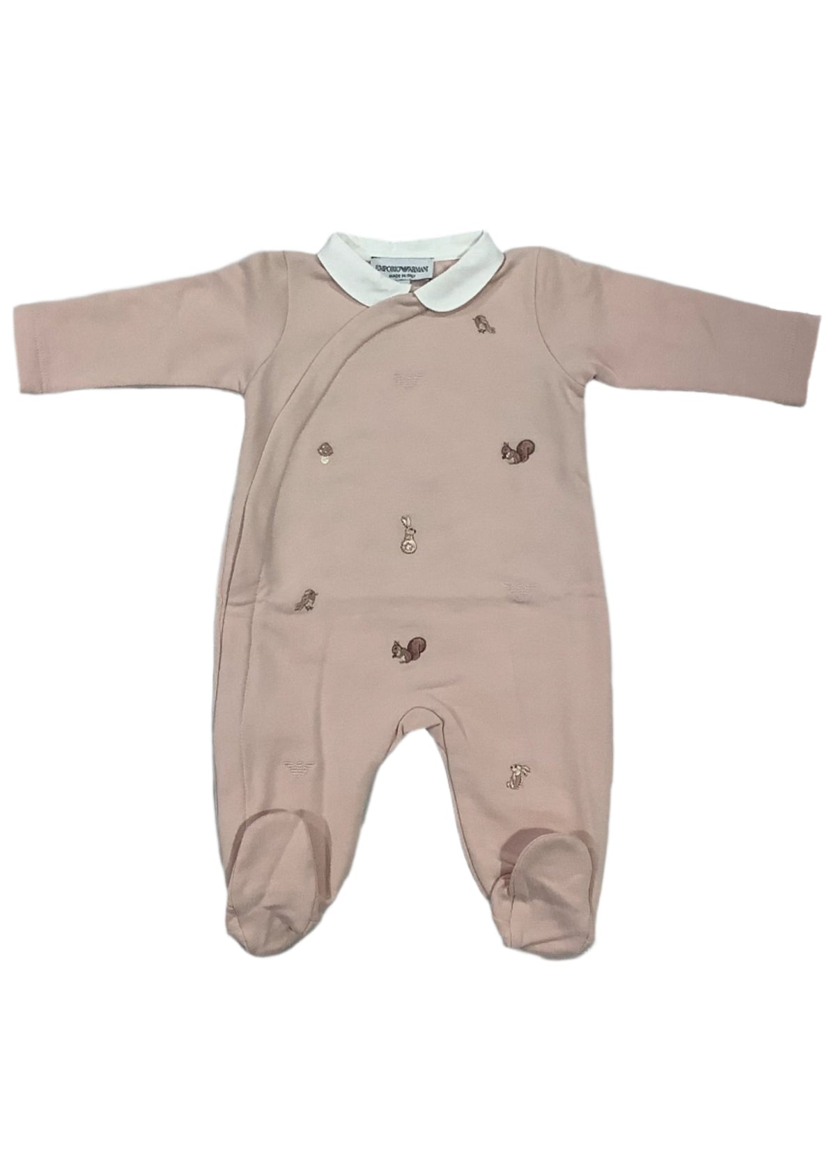 Pink Squirrel Embroidered Romper