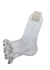 Silver White Ruffle Trim Socks