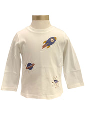 Space Print Cotton Long Sleeves  T-Shirt