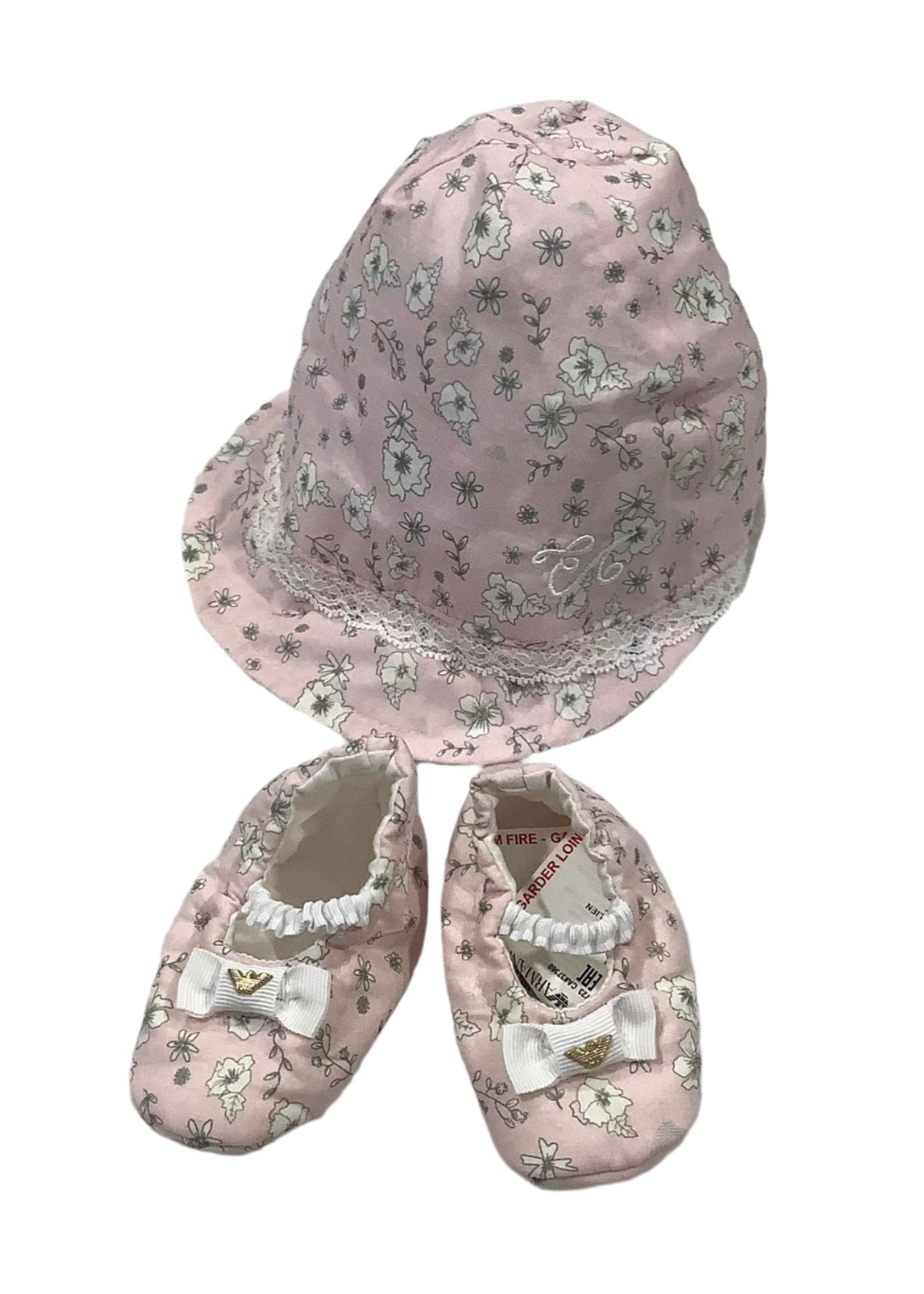 Floral Pattern Hat and Shoes Set