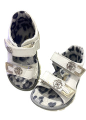 White Open-Toe Sandals with 'RC' Logo