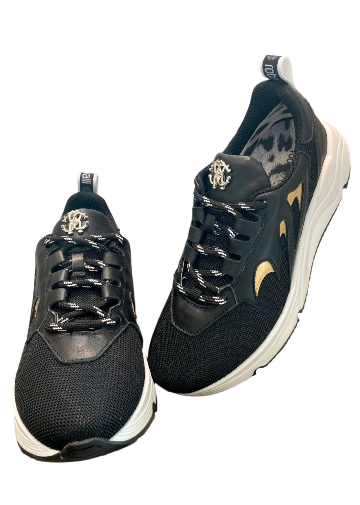 Black and Gold with 'RC' Logo Sneakers