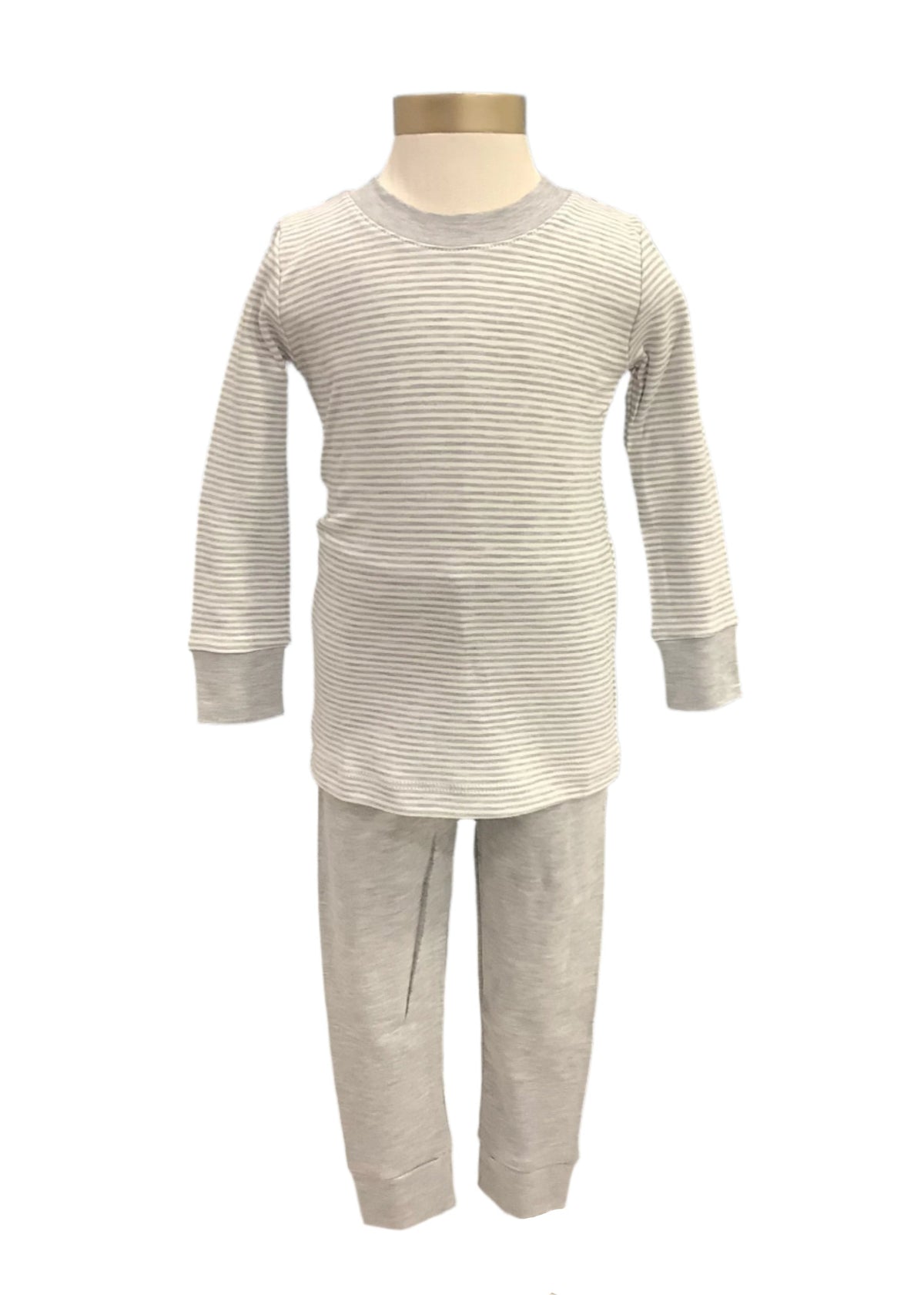 Gray White Stripe Long Sleeve and Pants Pyjama Set