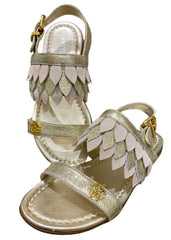 Layered Leaf Strap Design Gold Sandals