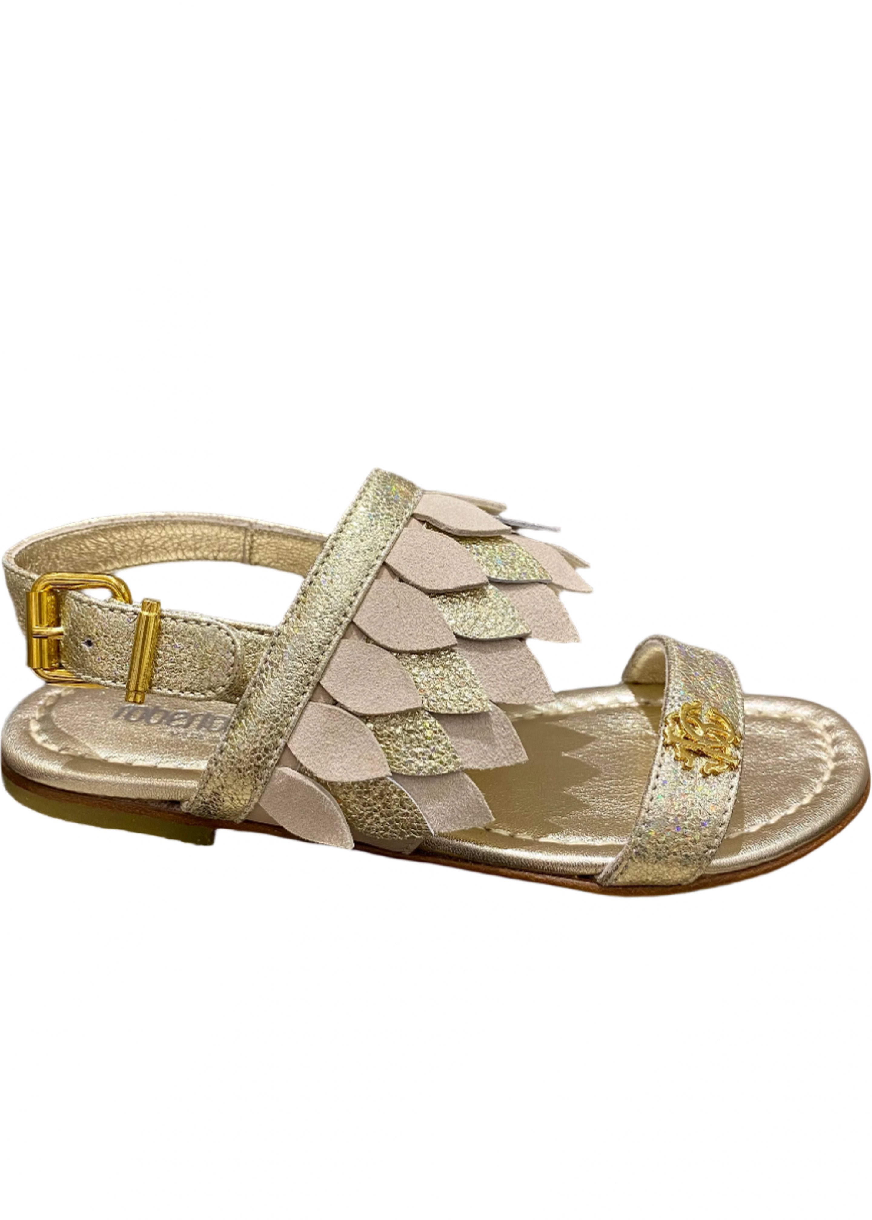 Layered Leaf Strap Design Gold Sandals