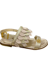 Layered Leaf Strap Design Gold Sandals