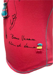 Pink Drawing Print Short Sleeve T-Shirt