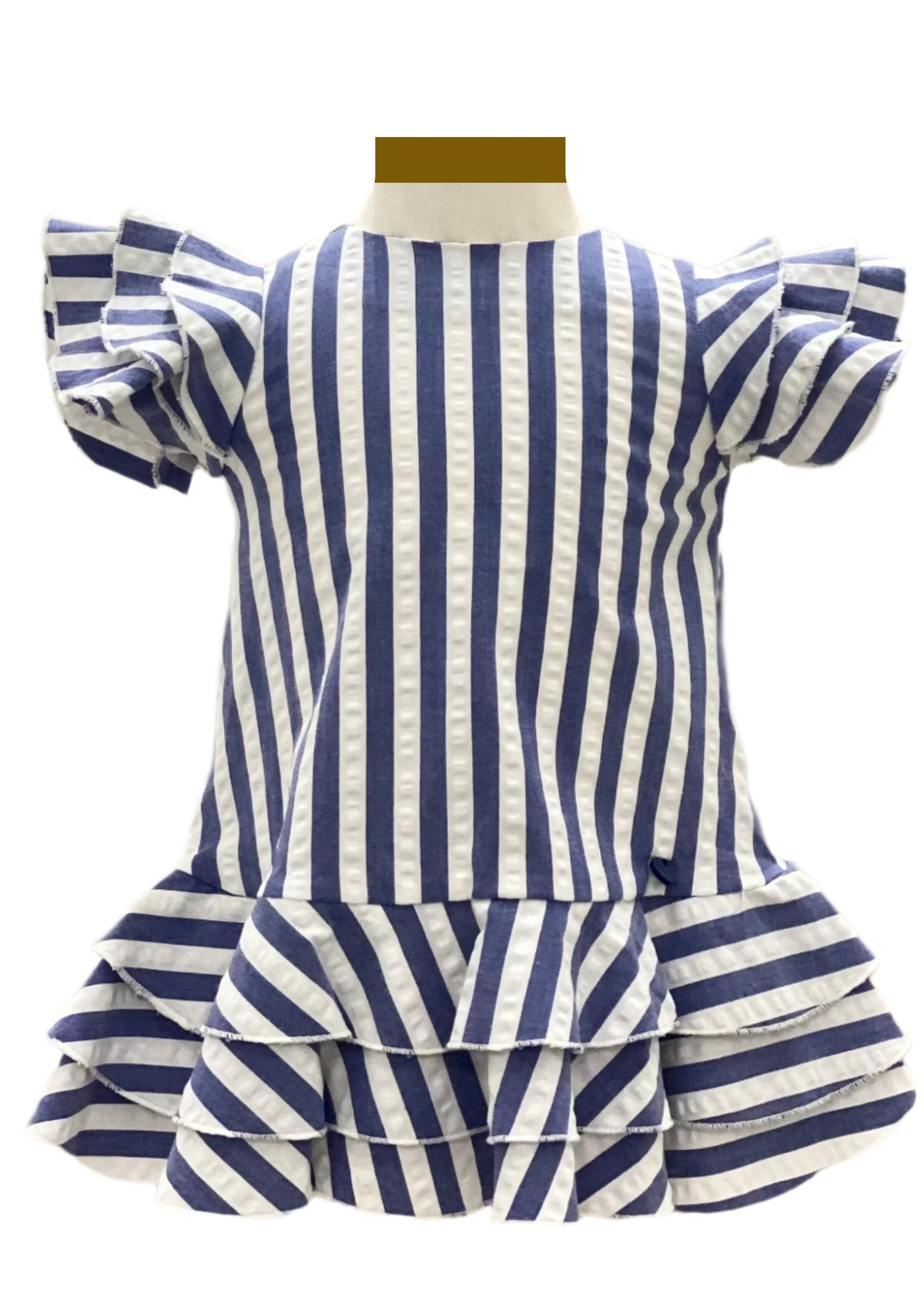 Tiered Sleeves and Skirt Stripe Dress