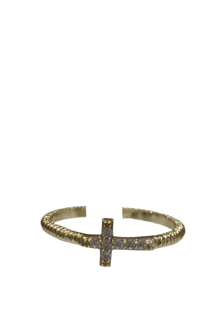 Gold Cross Spark Ring