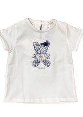 Bear in Crystal with Heart Bling Short Sleeve T-Shirt