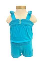 Strap Shoulder Velour Baby Romper