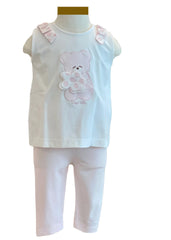 Sleeveless Bear Embroidered Top and Leggings Set