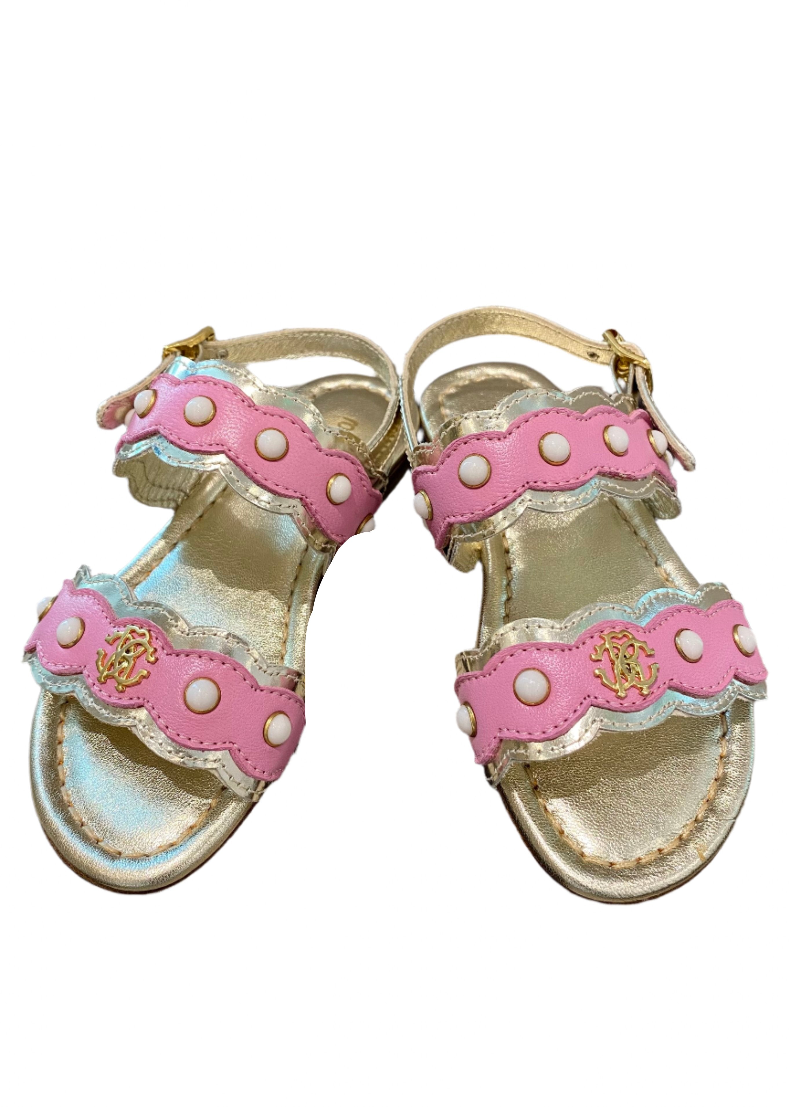 Pink-Gold Strudded Pearl Sandals