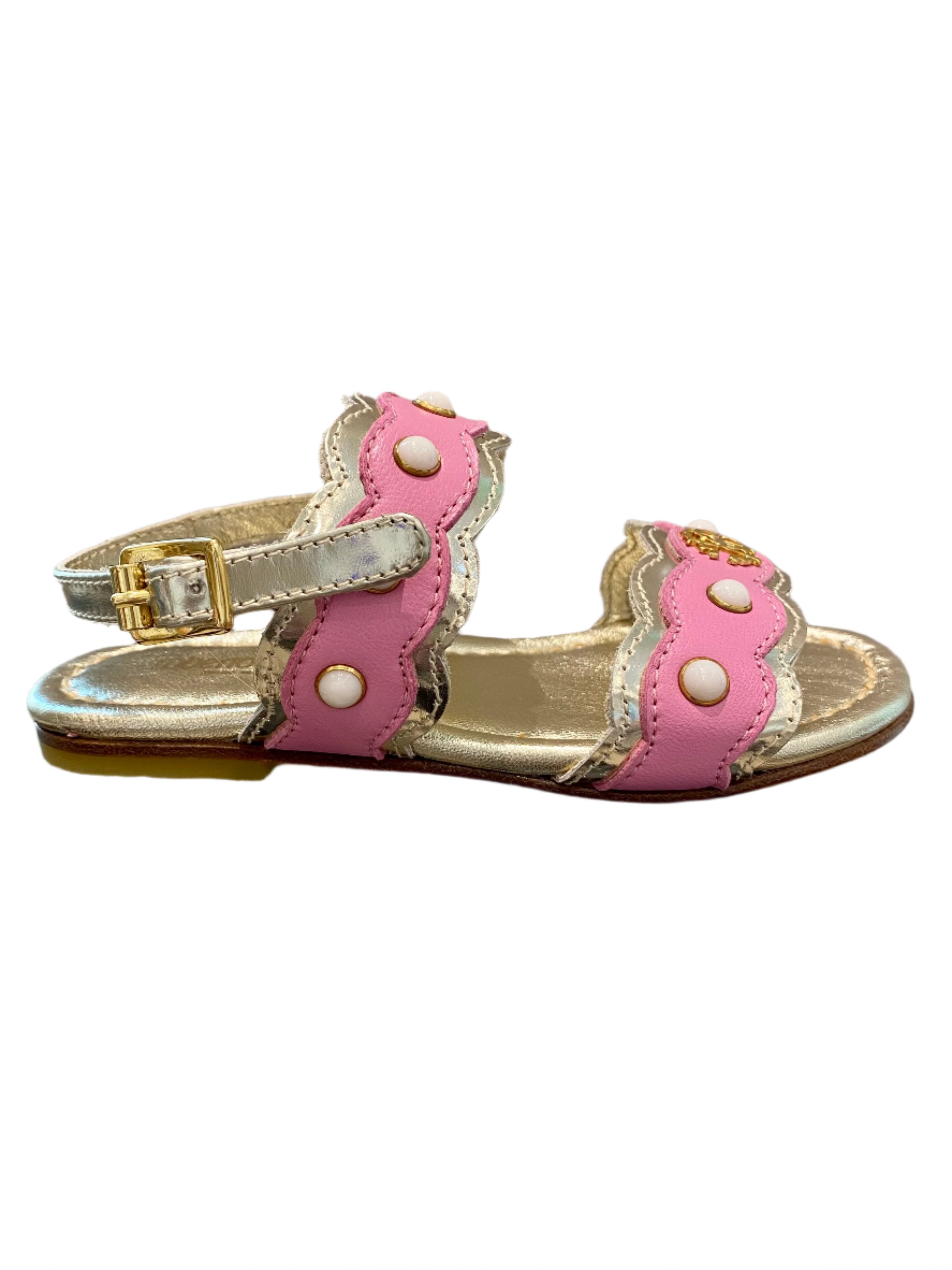 Pink-Gold Strudded Pearl Sandals