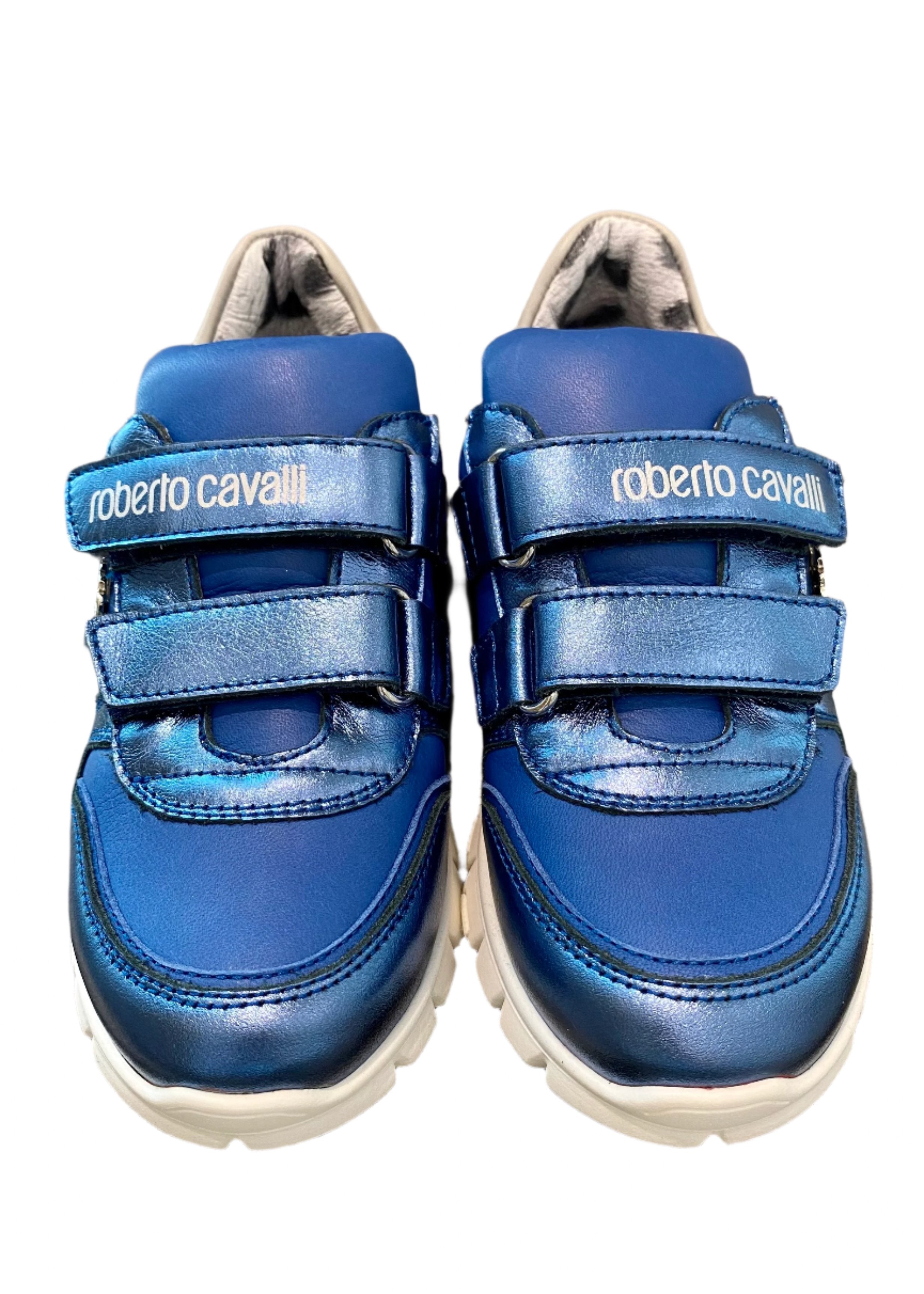 Blue Leather Strap Sneakers