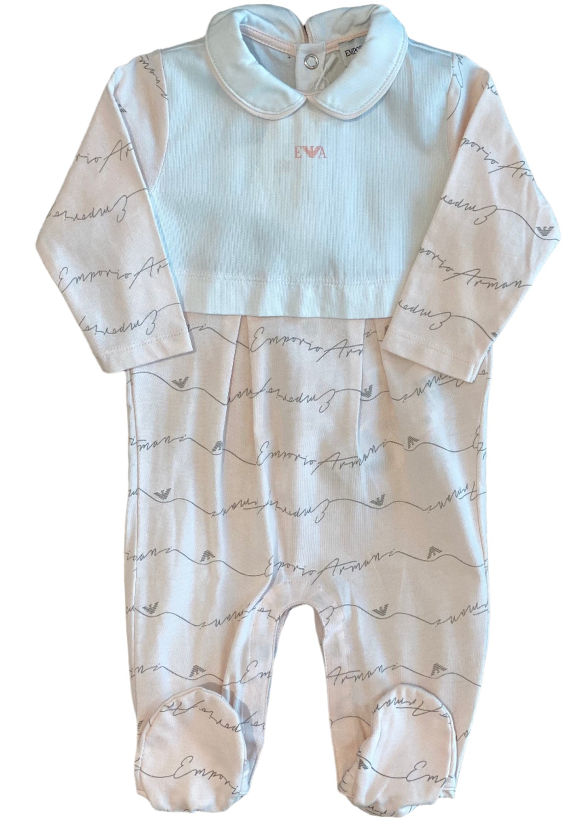 All Overprint 'Emporio Armani' Signature with Bodice Romper Suit