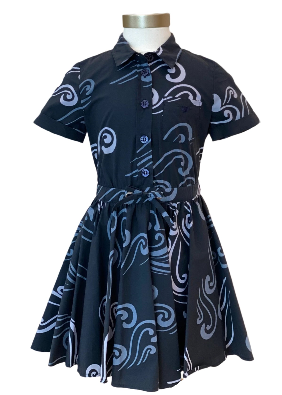 Scroll Pattern Shirt Dress