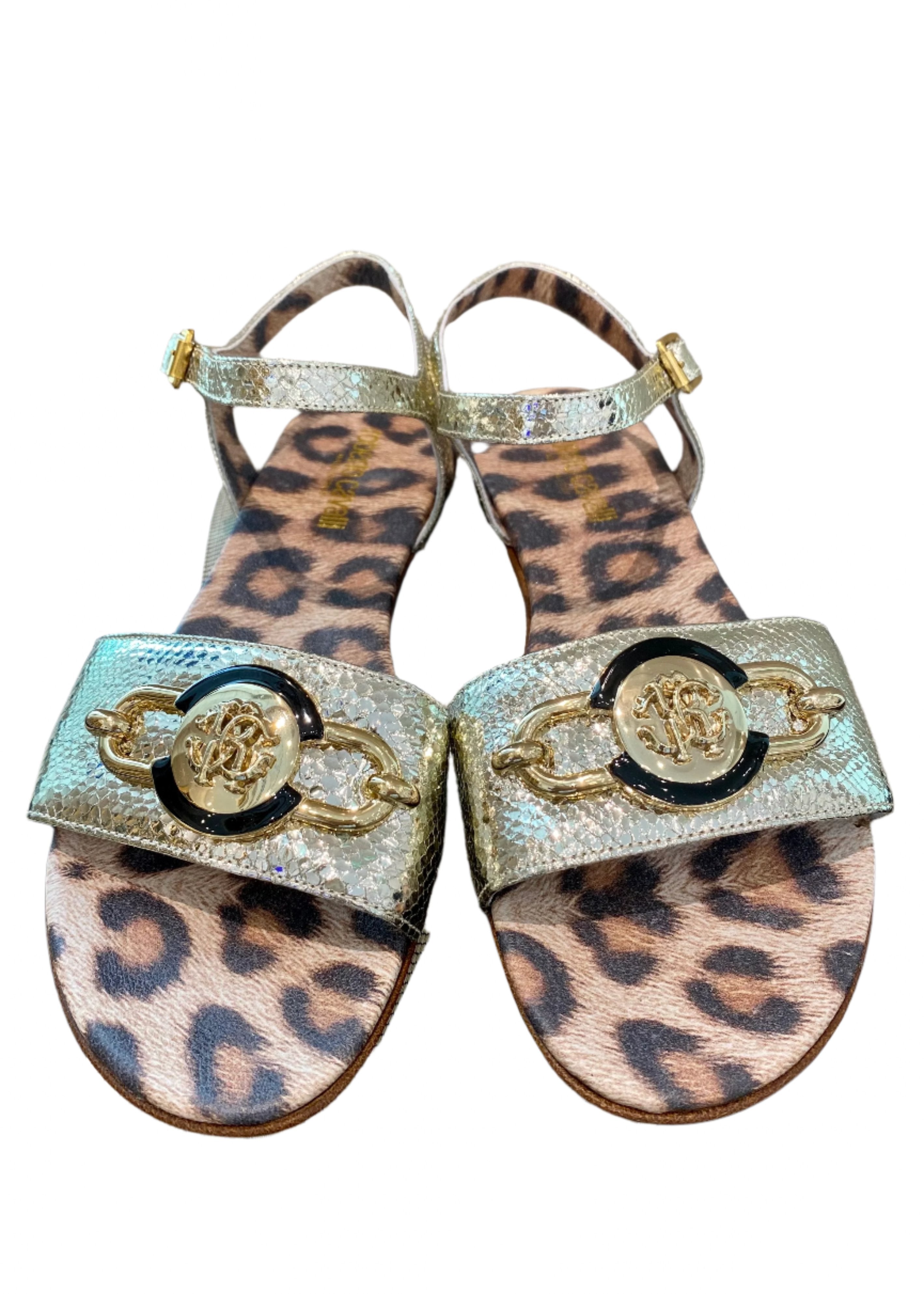 Gold Snake Like Skin Strap Sandals