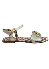 Gold Snake Like Skin Strap Sandals