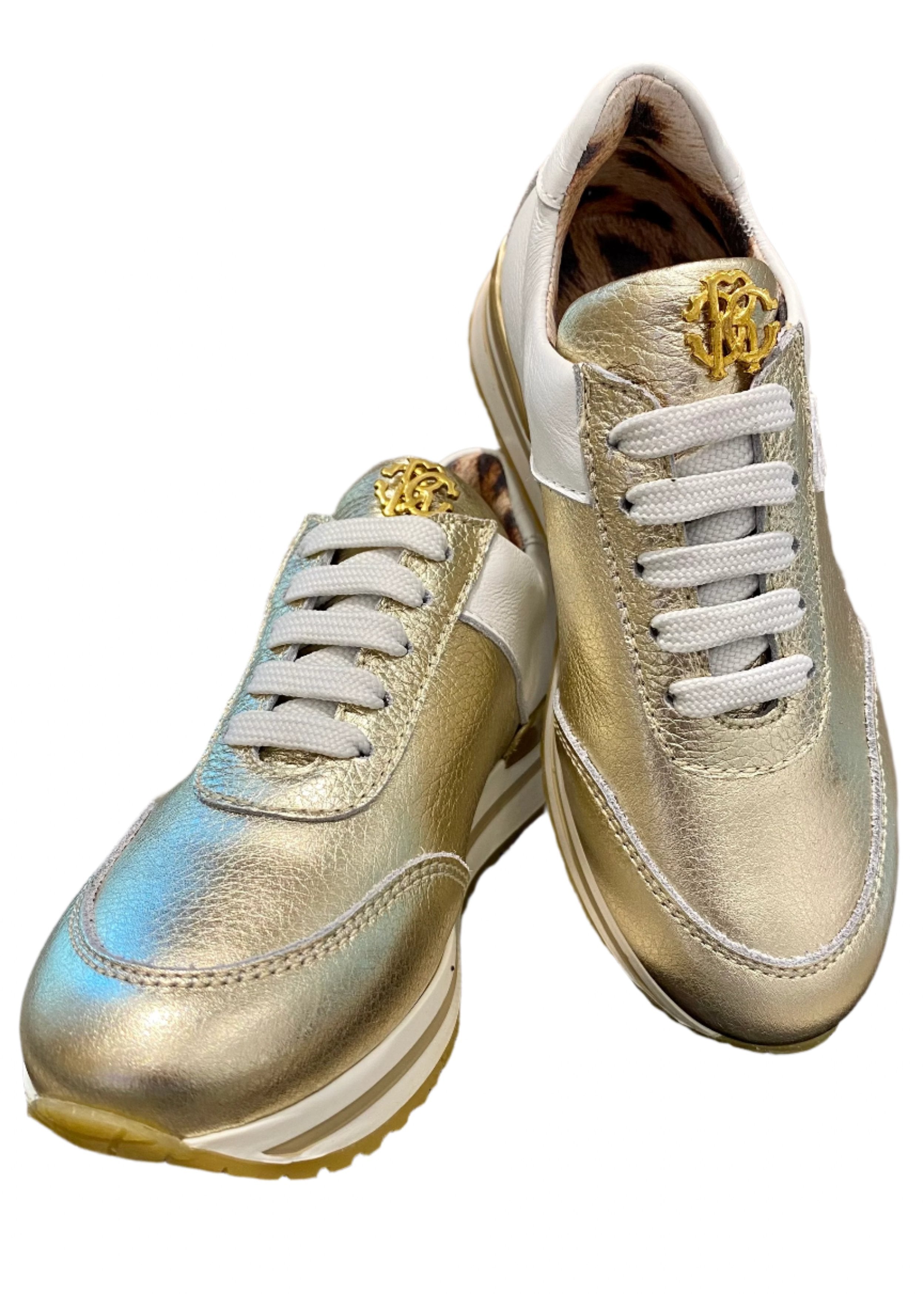 'roberto' & 'cavalli' Logo Leather Women's Sneakers