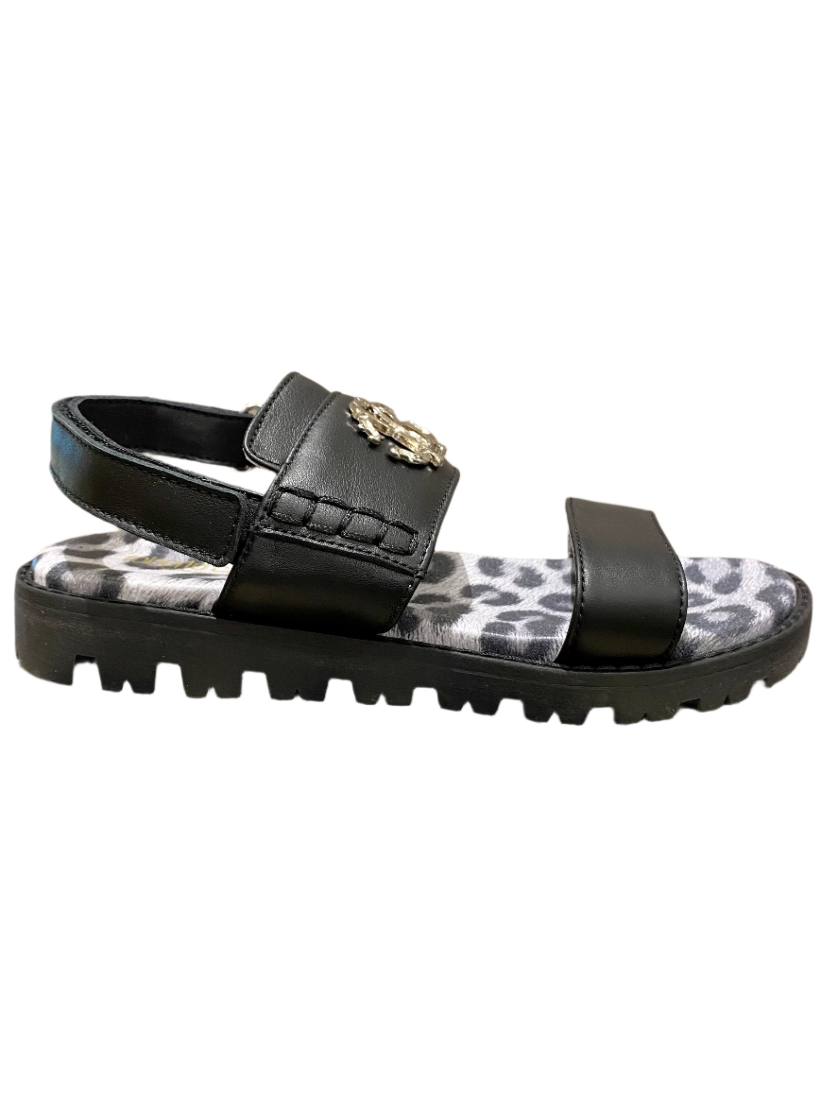 Black Velcro Straps Sandals