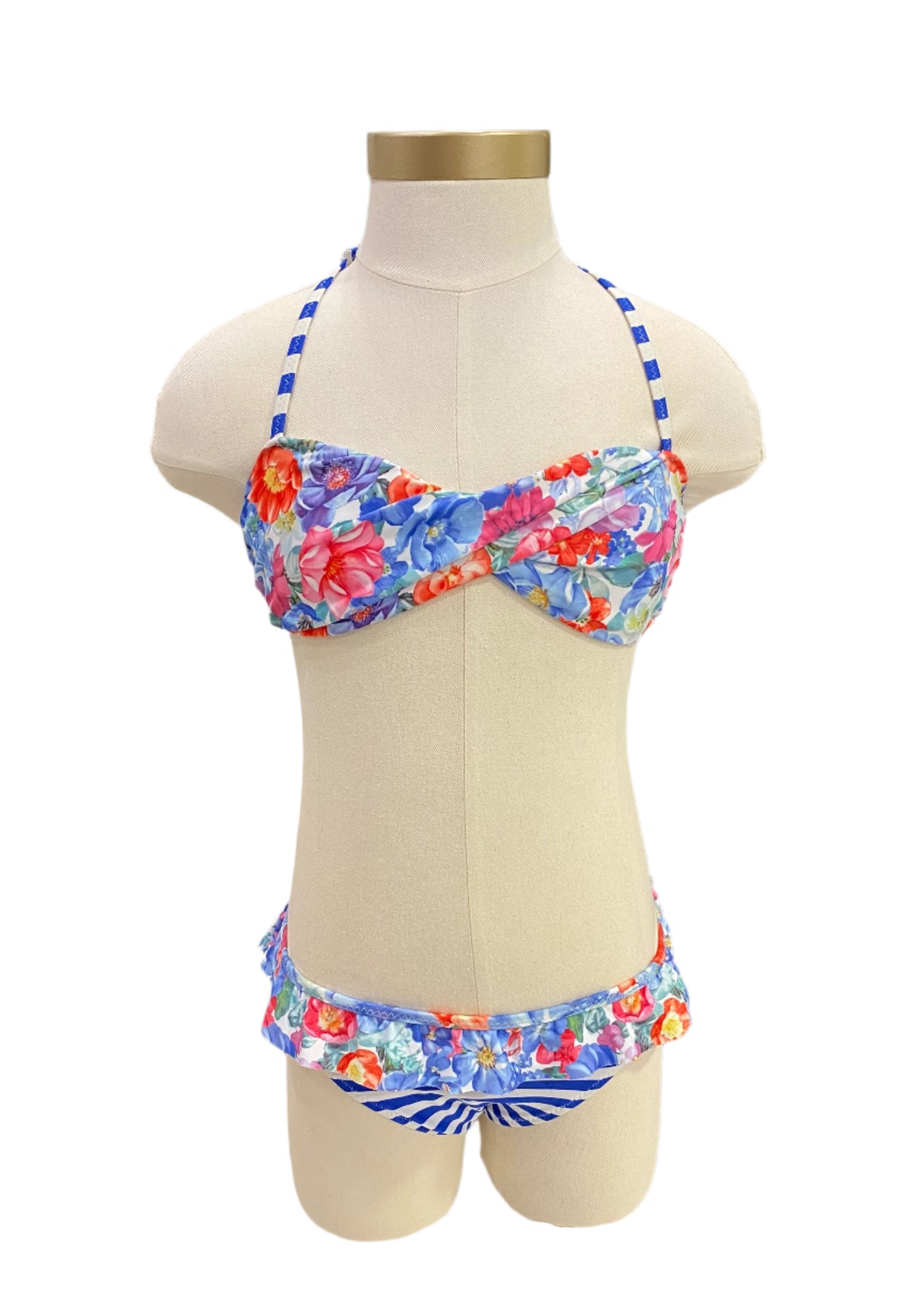 Multi Floral Stripe Two Piece Bikini