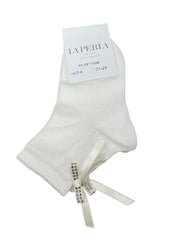 Ivory Ribbon with Crystal Design Socks