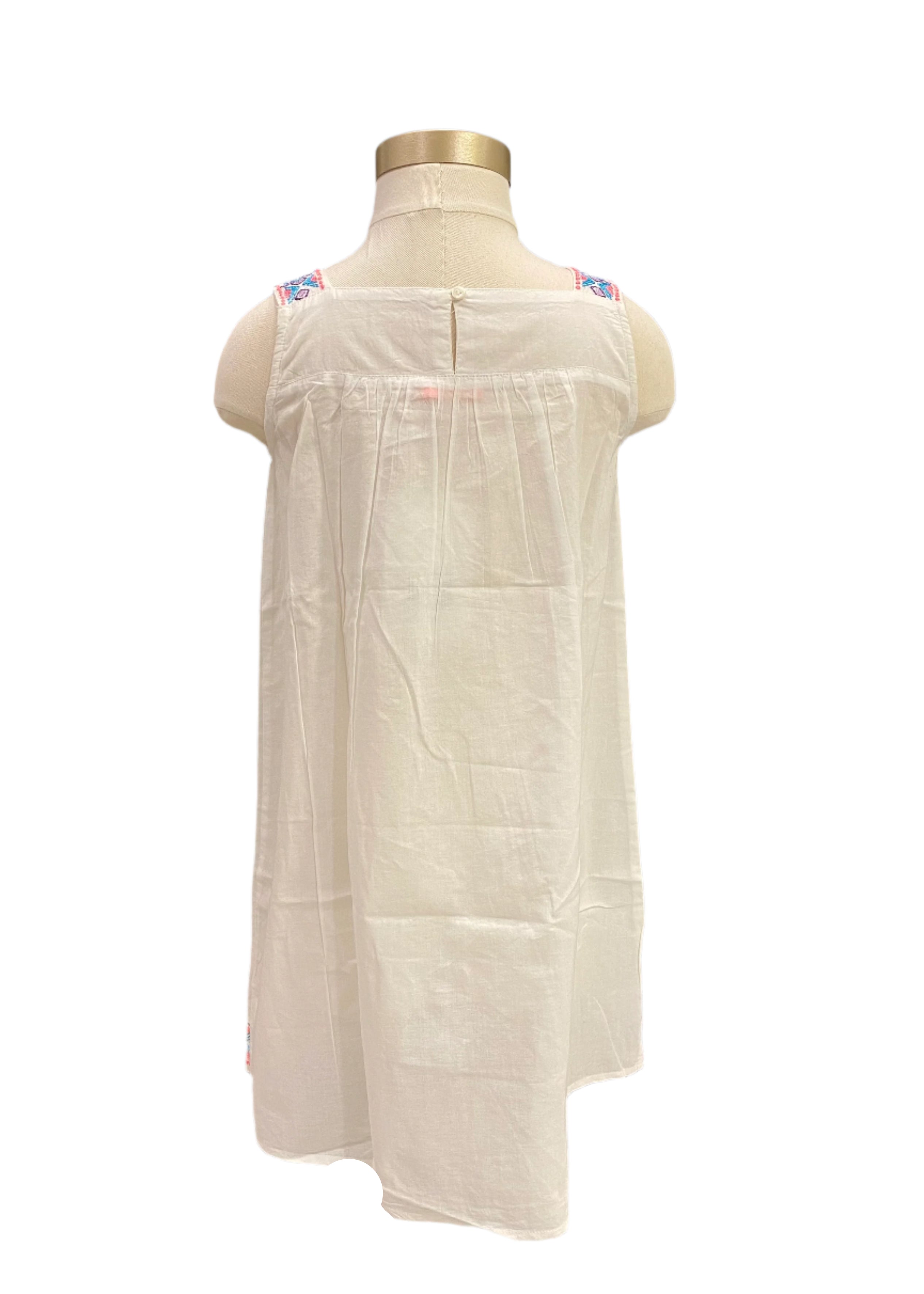 White Multi Tribal Embroidered Dress