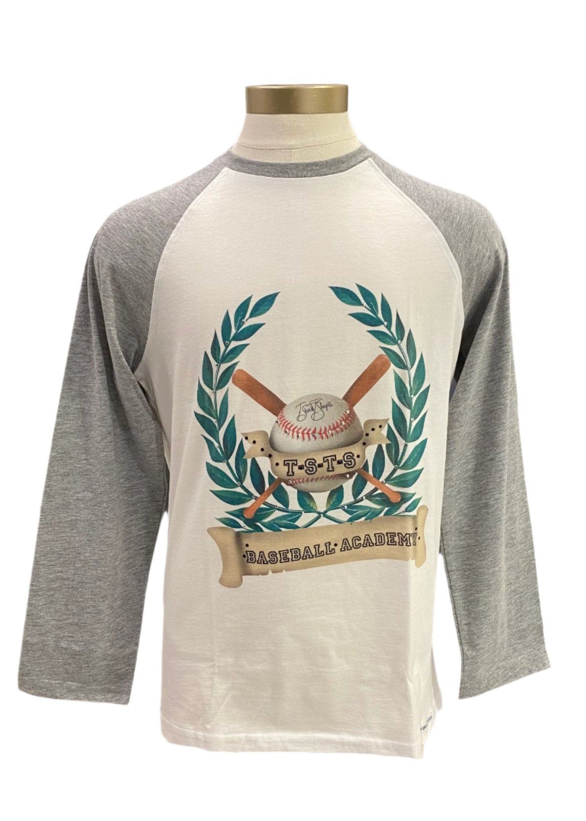 White Gray "Baseball Academy" Long Sleeve T-Shirt