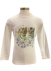 Ivory Multi Lovely Tiger Couple Long Sleeve T-Shirt