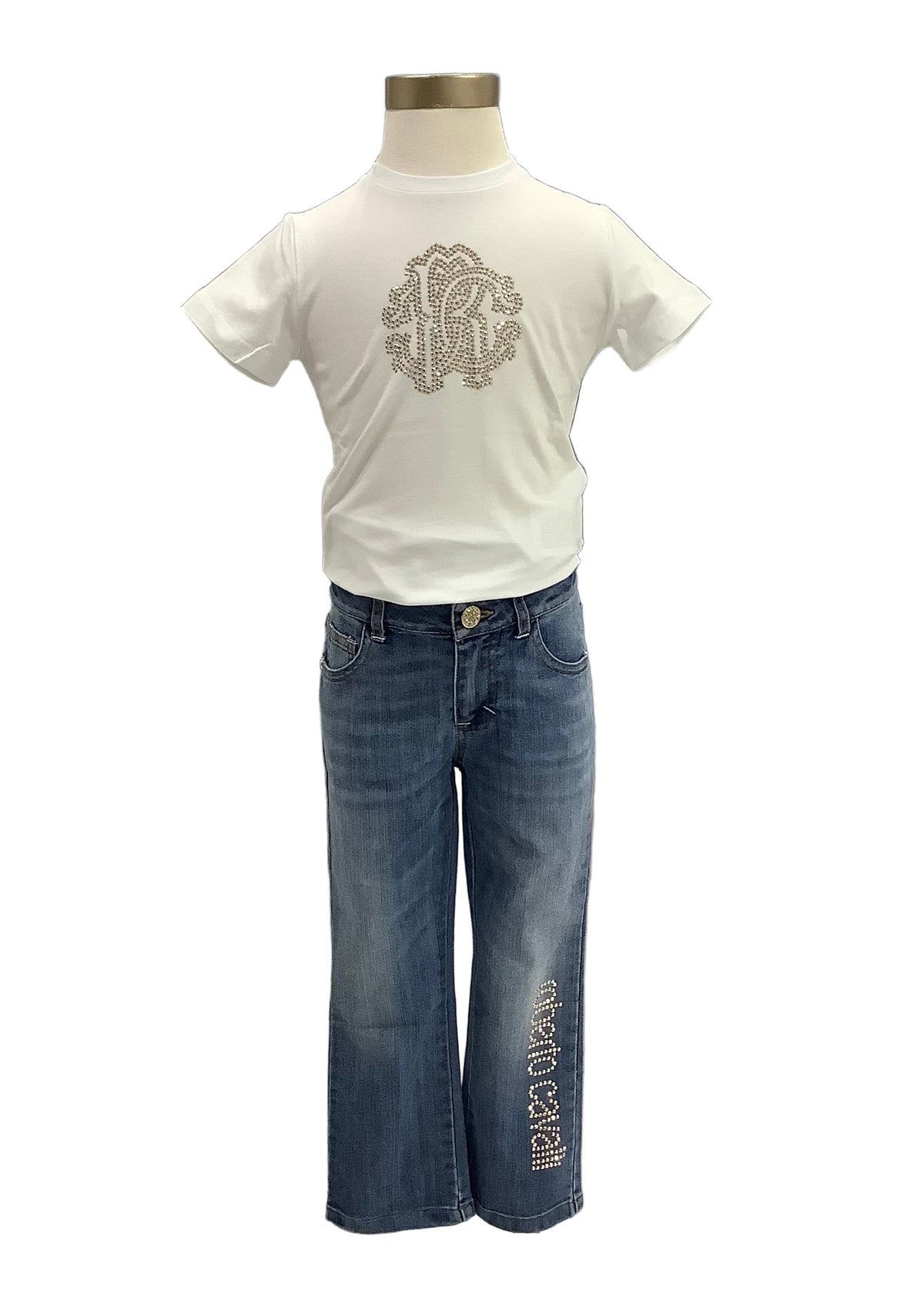 RC Girl White Top and Jeans Set