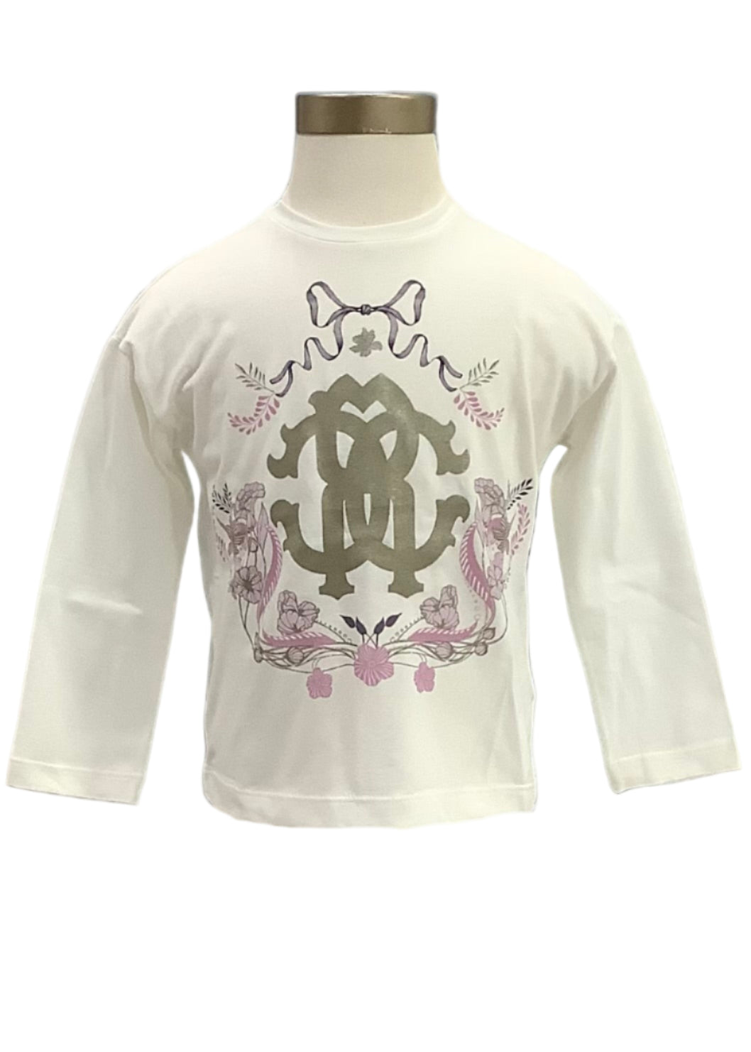 Ribbon Flower Print Long Sleeve T-Shirt