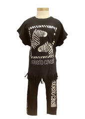 Silver Zebra Print Top and Short Leggings