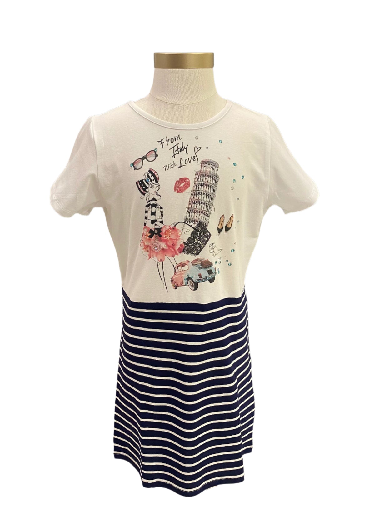 White Blue Multi From Italy with Love Dress