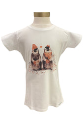 White Brown Orange Couple Penguin Short Sleeve T-Shirt
