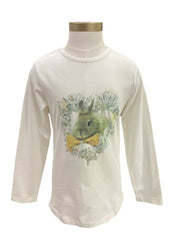White Brown Yellow Rabbit with Yellow Ribbon Bow Long Sleeve T-Shirt