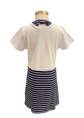 White Blue Beige Tiger and the Heavenly Bodies Dress